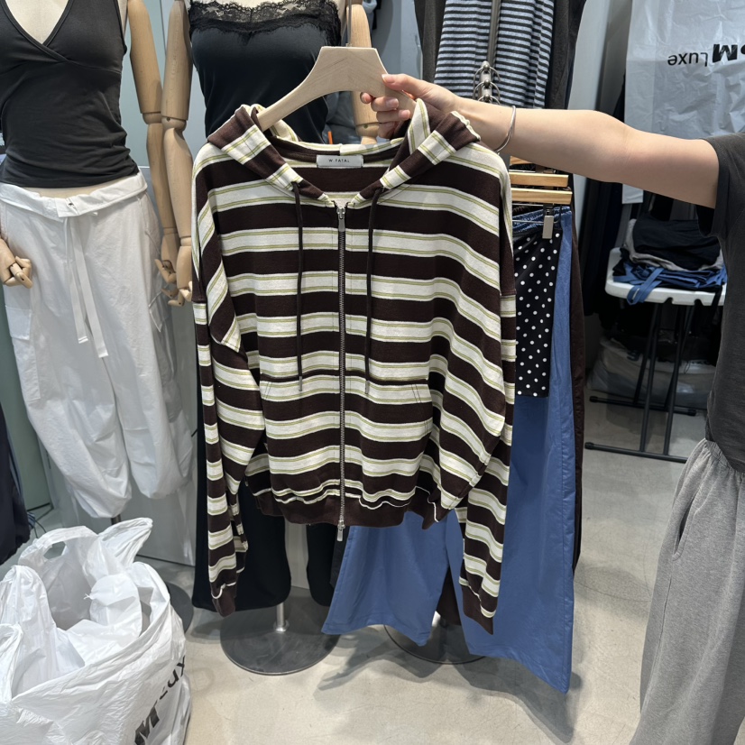W.FATAL韓國代購女士新品人氣推薦休閑真品衛衣復古條紋W.FATAL衛衣圖色1