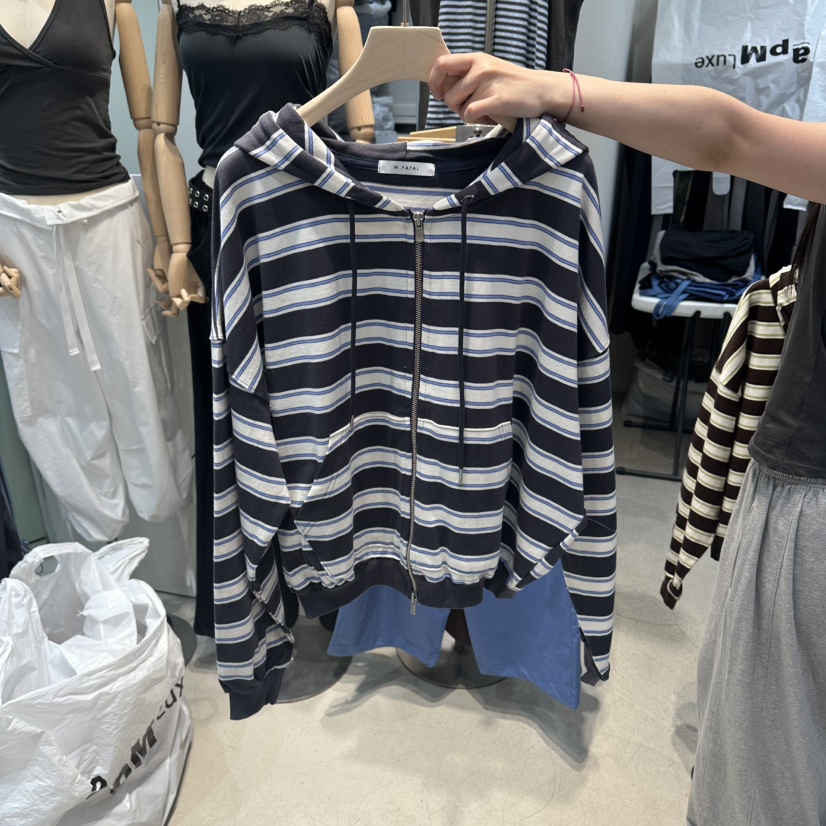 W.FATAL韓國代購女士新品人氣推薦休閑真品衛衣復古條紋W.FATAL衛衣圖色2