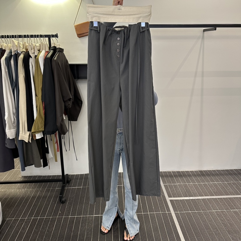 FIND-P東大門代購女士新款真品推薦人氣休閑褲含腰繩紐扣FIND-P休閑褲圖色3