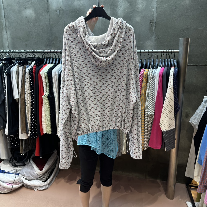 RUNWAY-런웨이韓國直郵女裝新品熱賣推薦時尚衛衣拉鏈花朵RUNWAY-런웨이衛衣