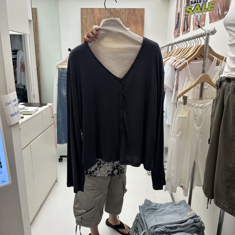 CHAV韓國代購女士新品真品人氣26夏季推薦長袖T恤羊毛開襟CHAV長袖T恤圖色3