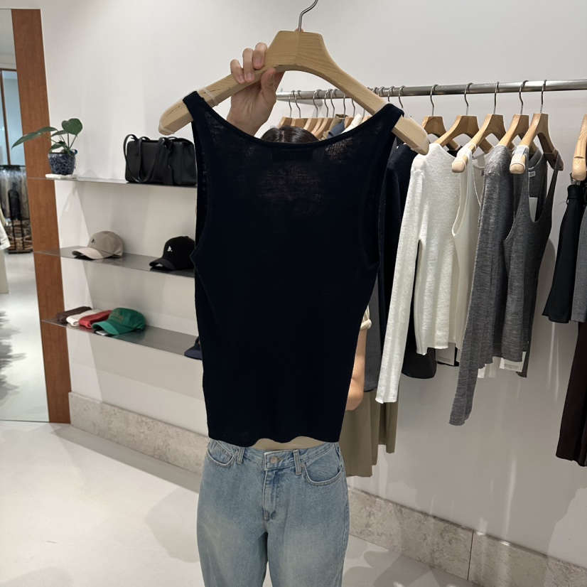 ANDMORE BUTTON韓國代購女裝新款26夏季吊帶背心羊毛無袖ANDMORE BUTTON吊帶/背心
