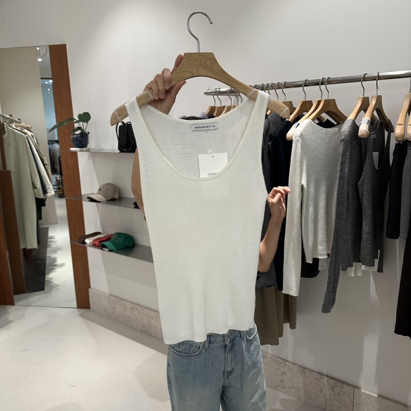 ANDMORE BUTTON韓國代購女裝新款26夏季吊帶背心羊毛無袖ANDMORE BUTTON吊帶/背心圖色2