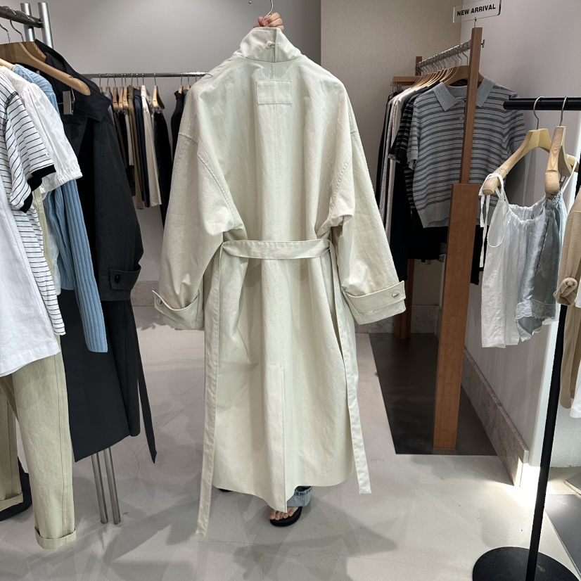ANDMORE BUTTON韓國直郵女士新款時尚真品長款風衣含腰帶ANDMORE BUTTON長款風衣
