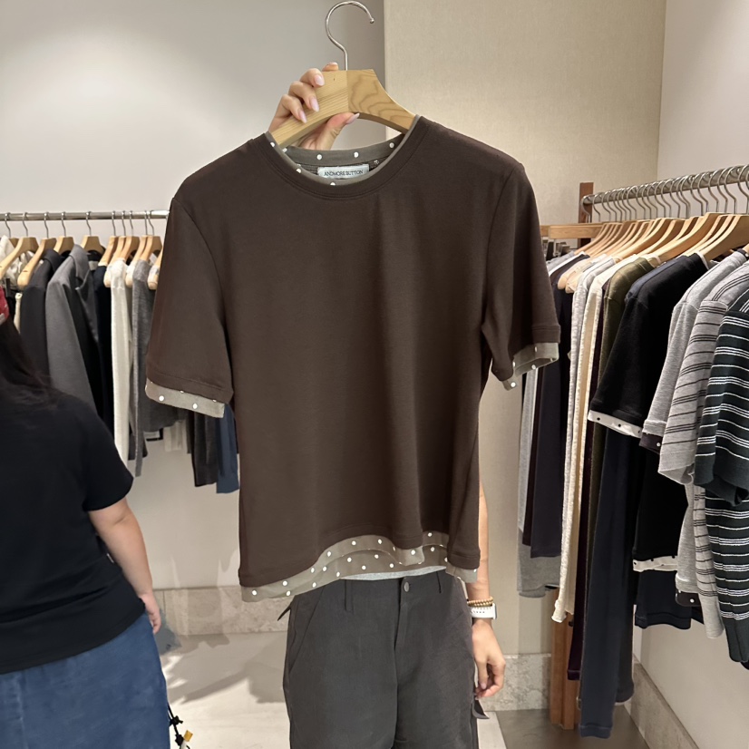 ANDMORE BUTTON韓國代購女裝新品26夏季熱賣真品人氣T恤ANDMORE BUTTONT恤圖色2
