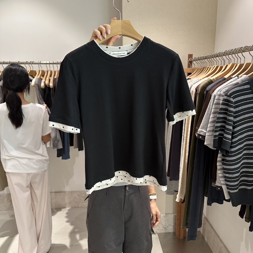 ANDMORE BUTTON韓國代購女裝新品26夏季熱賣真品人氣T恤ANDMORE BUTTONT恤圖色3