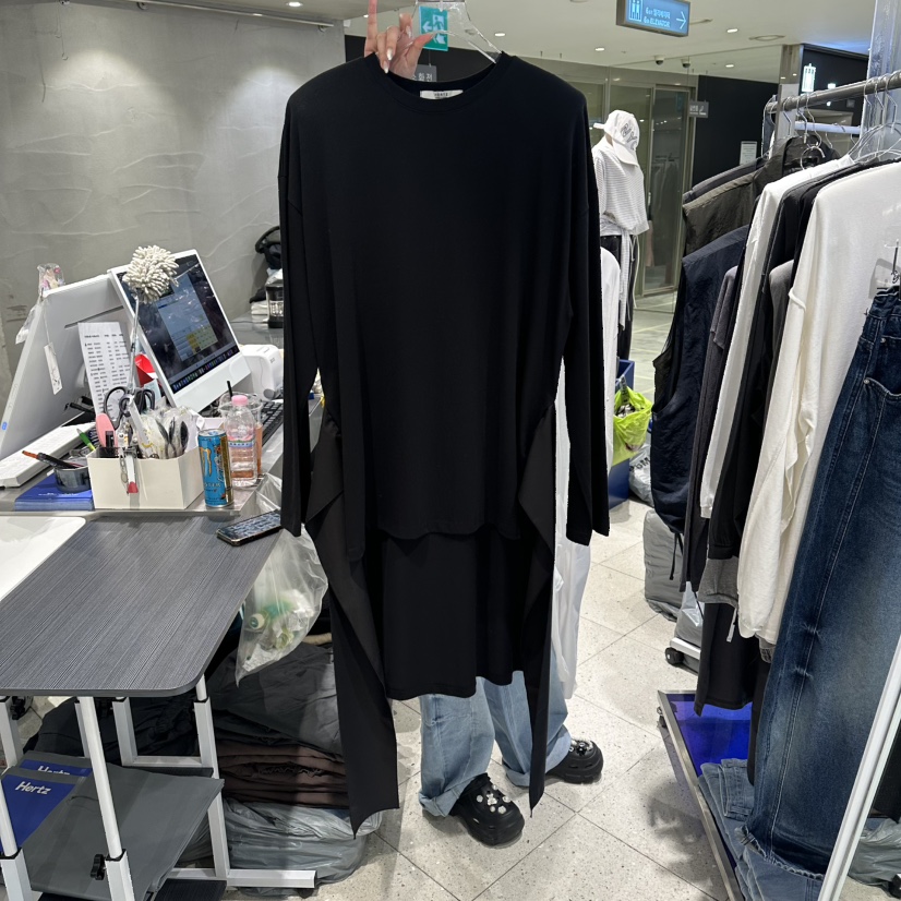 HERTZ-P韓國直郵女士新品26夏季推薦時尚人氣休閑長袖T恤HERTZ-P長袖T恤圖色2黑色