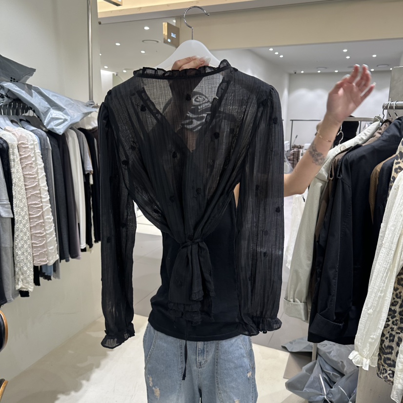 BENE東大門實拍女士新品休閑人氣時尚推薦襯衫蕾絲衫含腰繩BENE襯衫/蕾絲衫