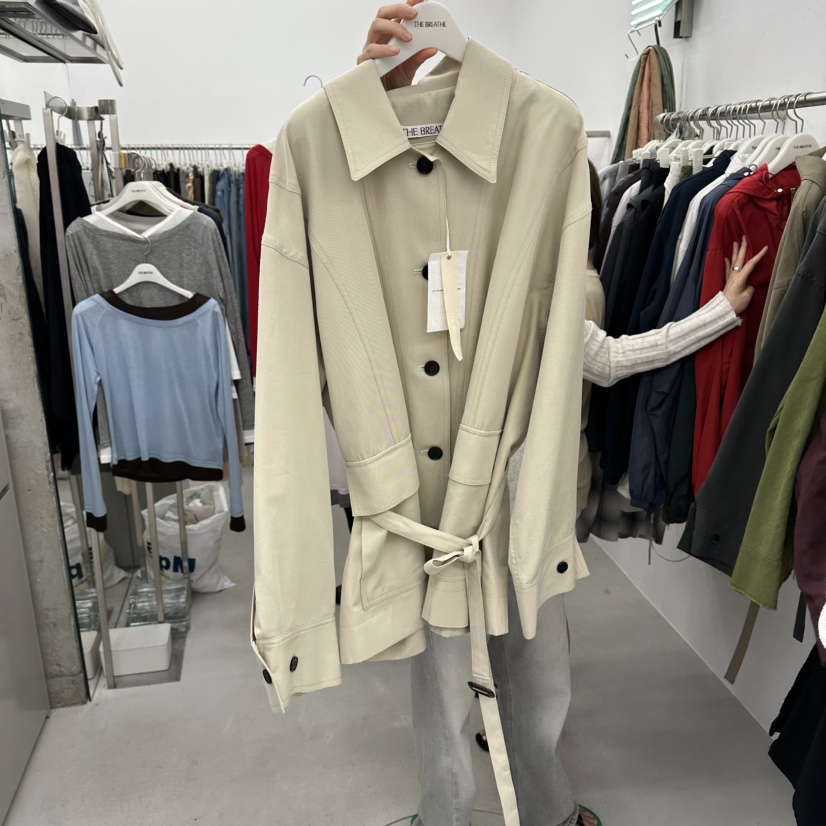 BREATHE東大門直郵女裝新品真品26夏季休閑時尚夾克含腰帶BREATHE夾克圖色3