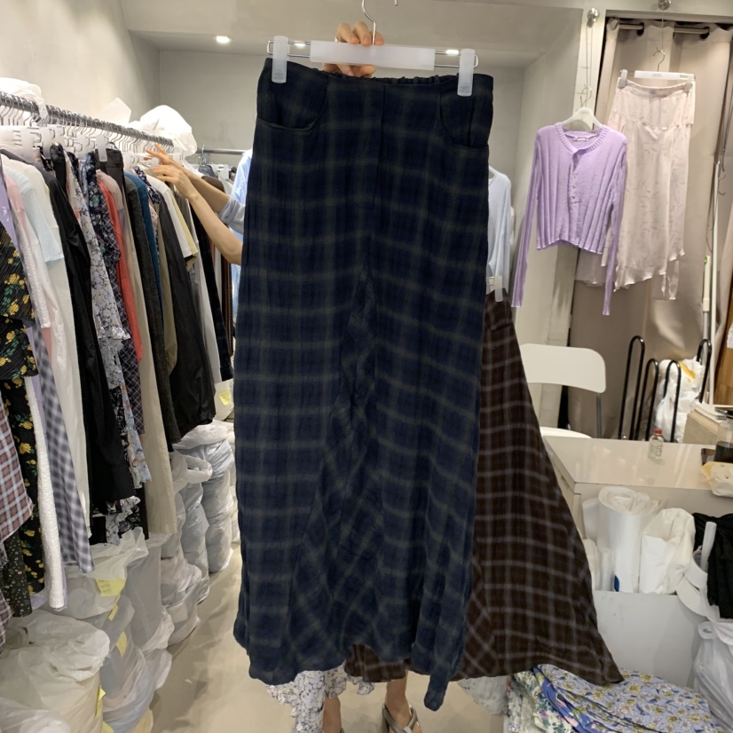 LOGROAD東大門代購女裝新品時尚真品推薦人氣26夏季長裙格子LOG ROAD長裙