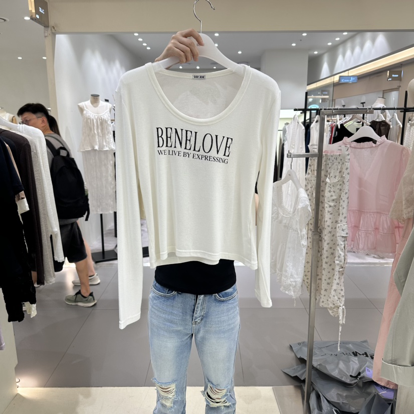 BENE東大門代購女裝新款真品26夏季時尚人氣熱賣長袖T恤U領BENE長袖T恤圖色1