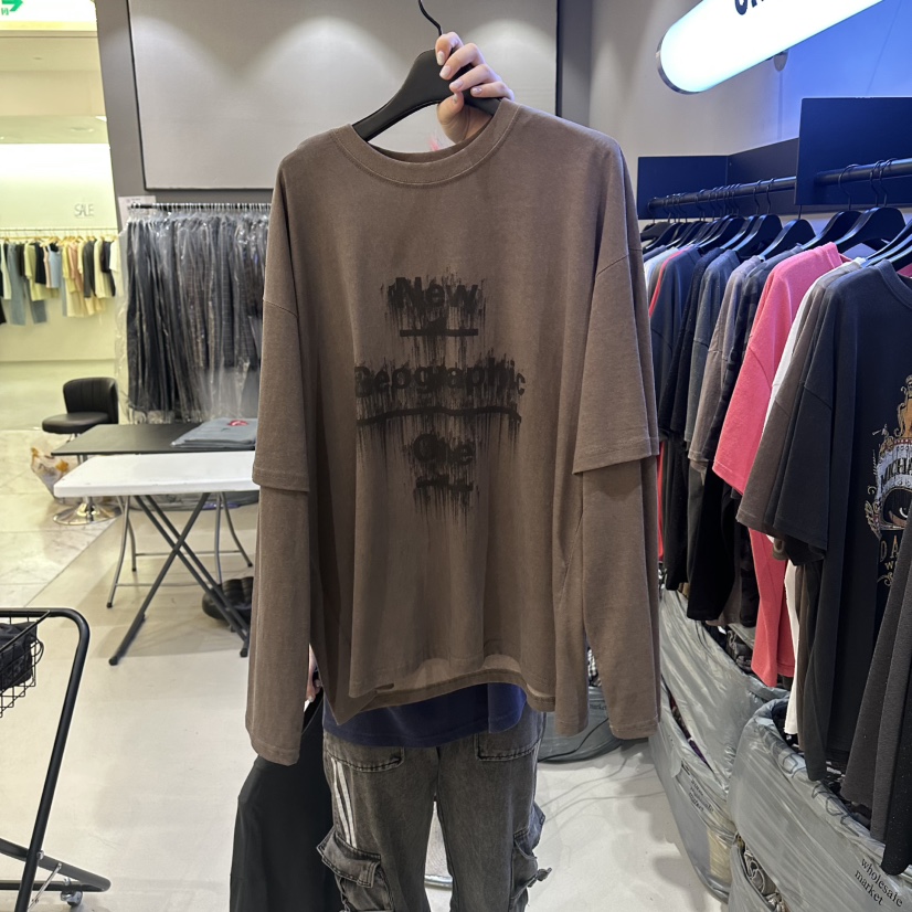 VARY COON韓國直郵女士新款真品熱賣休閑推薦長袖T恤假兩件Cido長袖T恤圖色1