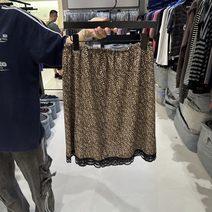 CREDITO韓國直郵女裝新品休閑推薦人氣半身裙中短裙豹紋疊穿CREDITO半身裙/中短裙