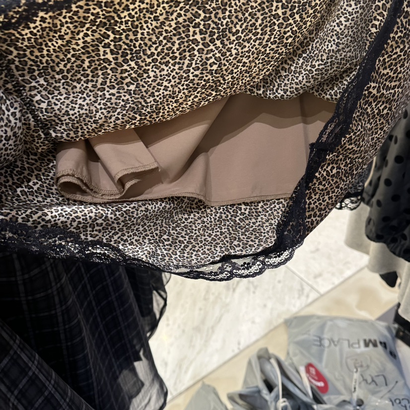 CREDITO韓國直郵女裝新品休閑推薦人氣半身裙中短裙豹紋疊穿CREDITO半身裙/中短裙