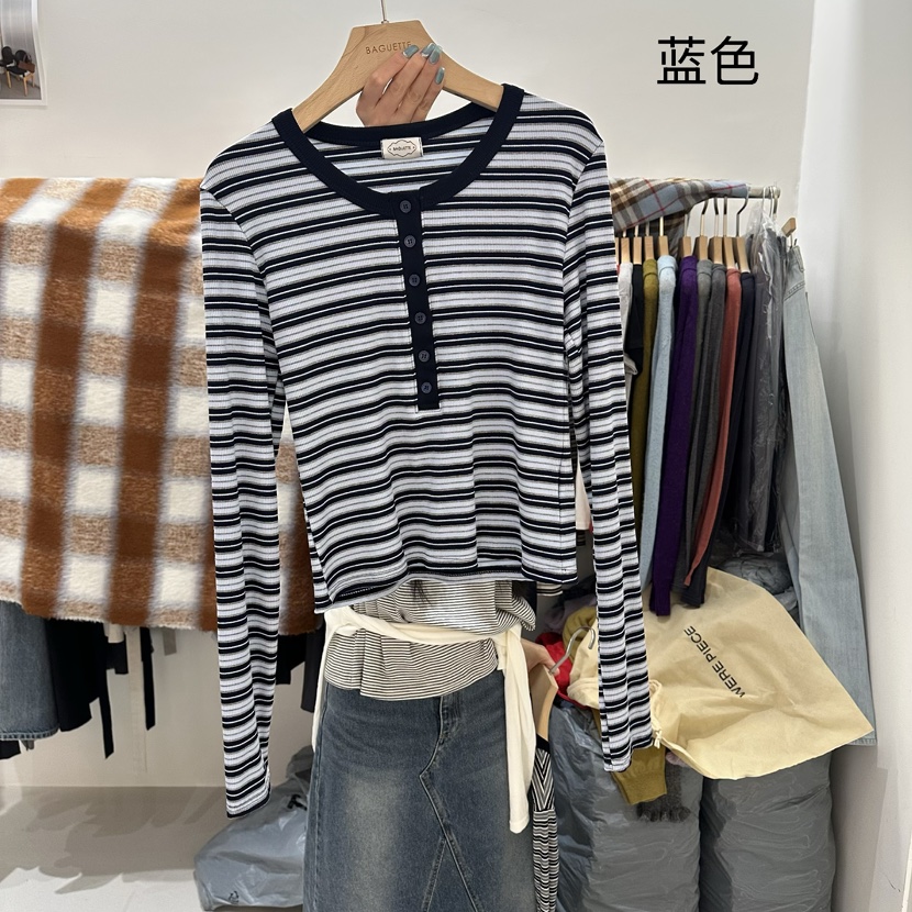 BAGUETTE-P東大門實拍女士新款26夏季休閑人氣長袖T恤撞色BAGUETTE-P長袖T恤圖色3