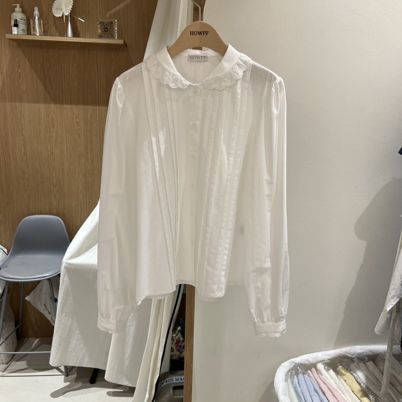 HOWFF韓國直郵女士新品推薦休閑真品襯衫蕾絲衫泡泡袖褶裥HOWFF襯衫/蕾絲衫圖色1