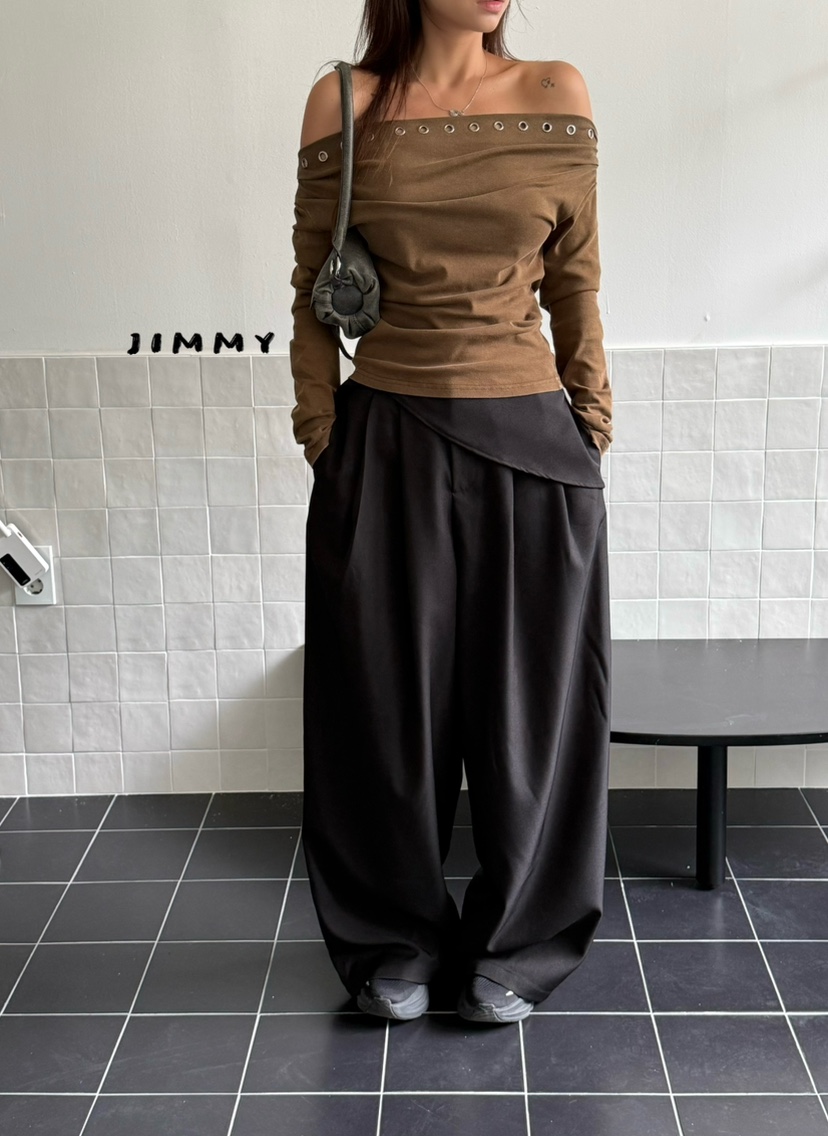 JIMMY東大門直郵女裝新品熱賣26夏季時尚真品推薦休閑褲褶裥JIMMY/REMAKE休閑褲