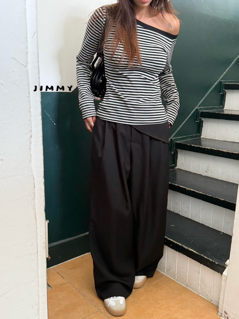 JIMMY韓國直郵女裝新品推薦人氣休閑熱賣26夏季時尚長袖T恤JIMMY/REMAKE長袖T恤