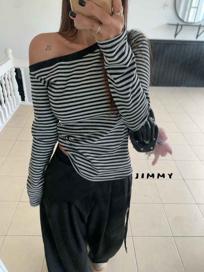 JIMMY韓國直郵女裝新品推薦人氣休閑熱賣26夏季時尚長袖T恤JIMMY/REMAKE長袖T恤