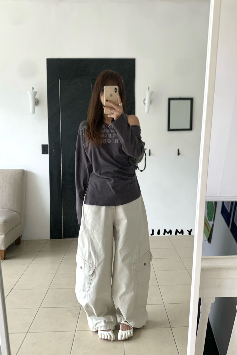 JIMMY韓國直郵女裝新品人氣26夏季熱賣時尚長袖T恤印花寬松JIMMY/REMAKE長袖T恤