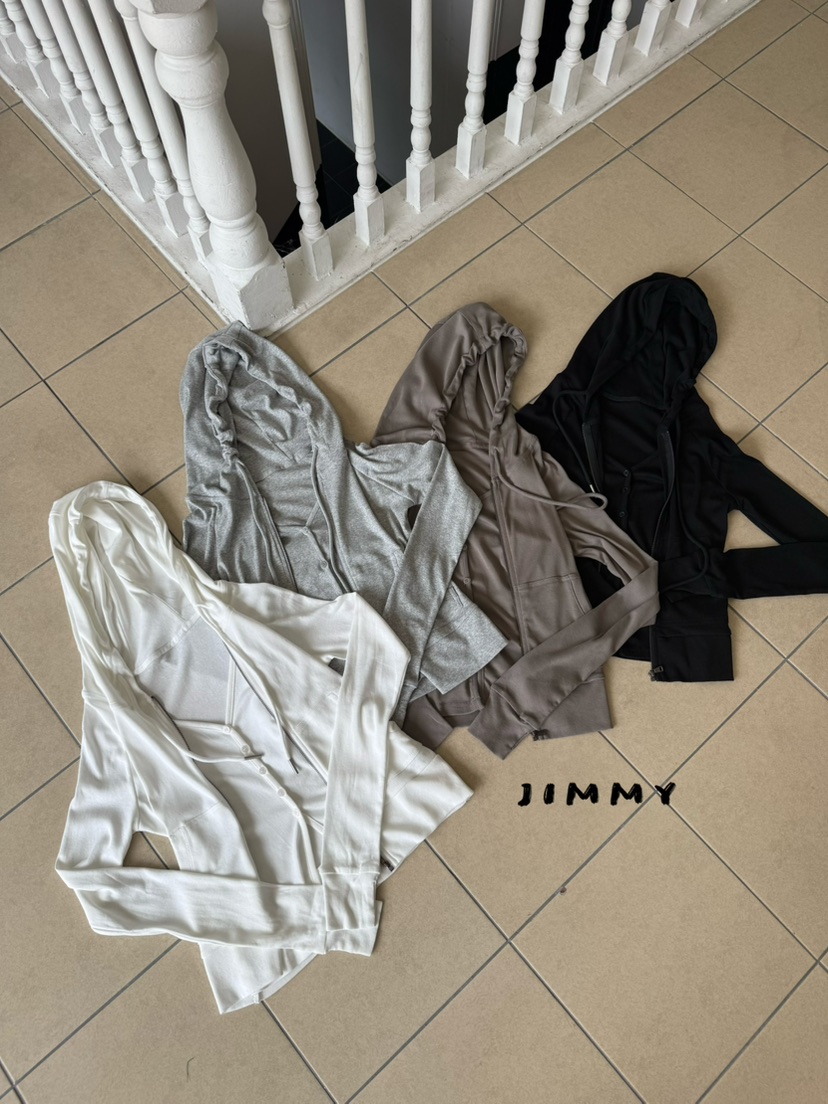 JIMMY東大門實拍女裝新款26夏季推薦長袖T恤拉鏈連帽衫無袖JIMMY/REMAKE長袖T恤