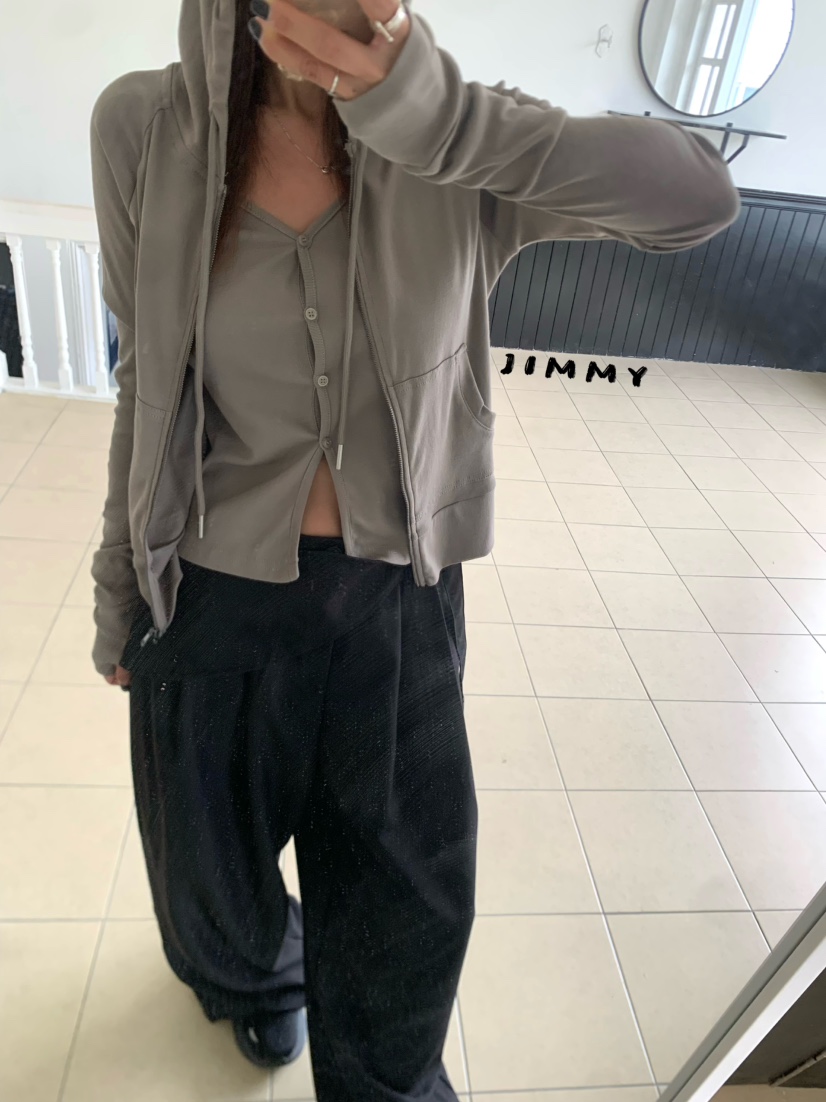 JIMMY東大門實拍女裝新款26夏季推薦長袖T恤拉鏈連帽衫無袖JIMMY/REMAKE長袖T恤