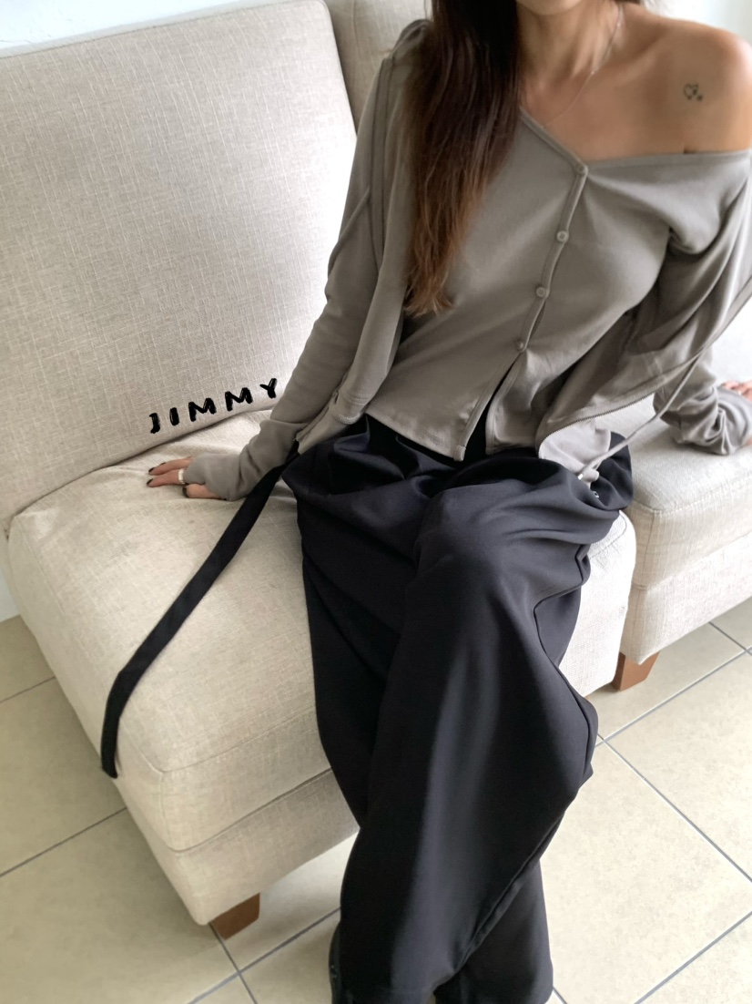 JIMMY東大門實拍女裝新款26夏季推薦長袖T恤拉鏈連帽衫無袖JIMMY/REMAKE長袖T恤