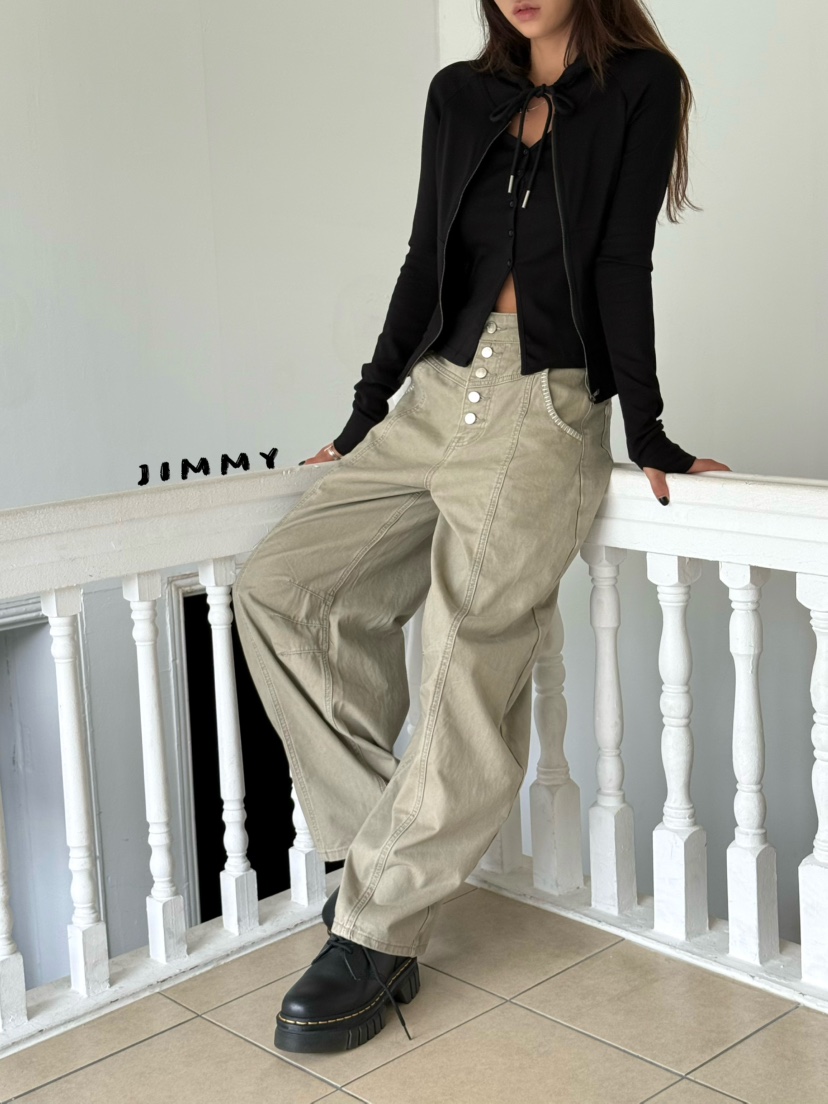 JIMMY東大門實拍女裝新款26夏季推薦長袖T恤拉鏈連帽衫無袖JIMMY/REMAKE長袖T恤