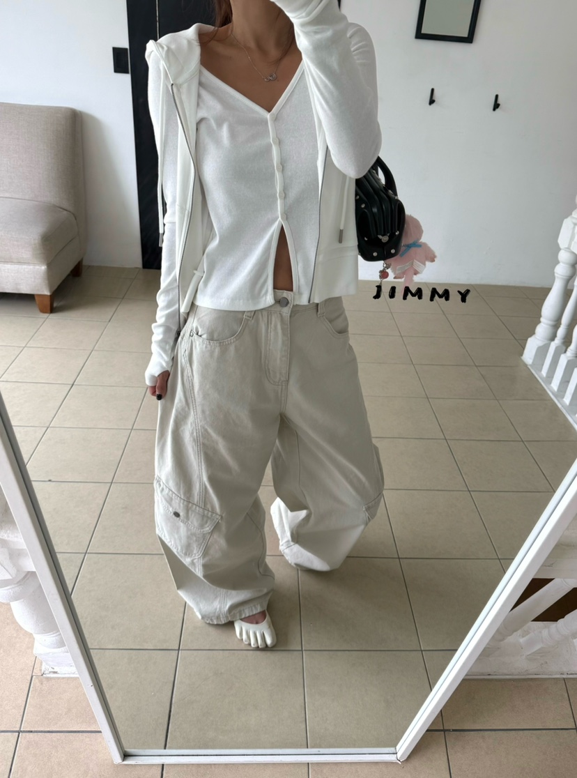 JIMMY東大門實拍女裝新款26夏季推薦長袖T恤拉鏈連帽衫無袖JIMMY/REMAKE長袖T恤