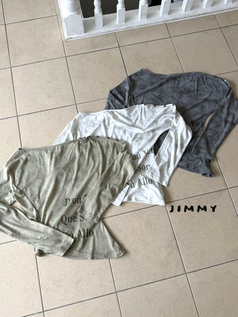 JIMMY韓國代購女士新款26夏季推薦人氣休閑真品熱賣長袖T恤JIMMY/REMAKE長袖T恤