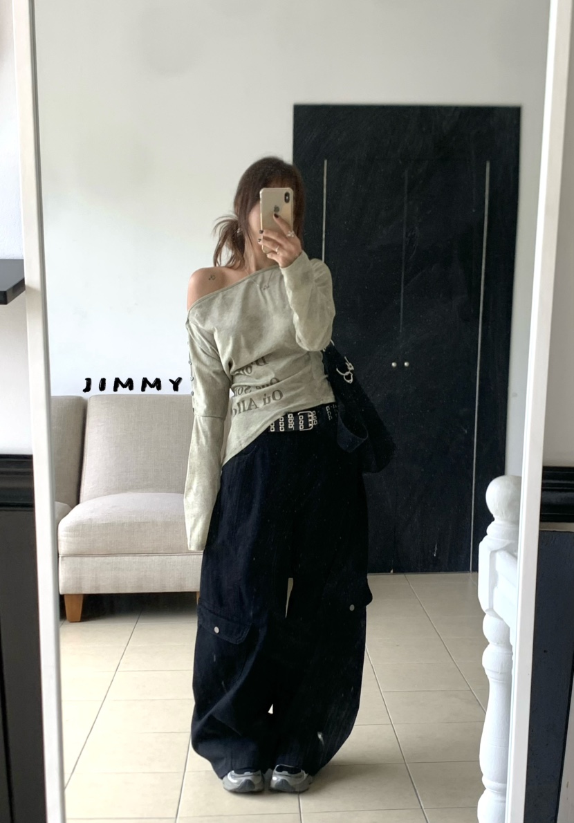 JIMMY韓國代購女士新款26夏季推薦人氣休閑真品熱賣長袖T恤JIMMY/REMAKE長袖T恤