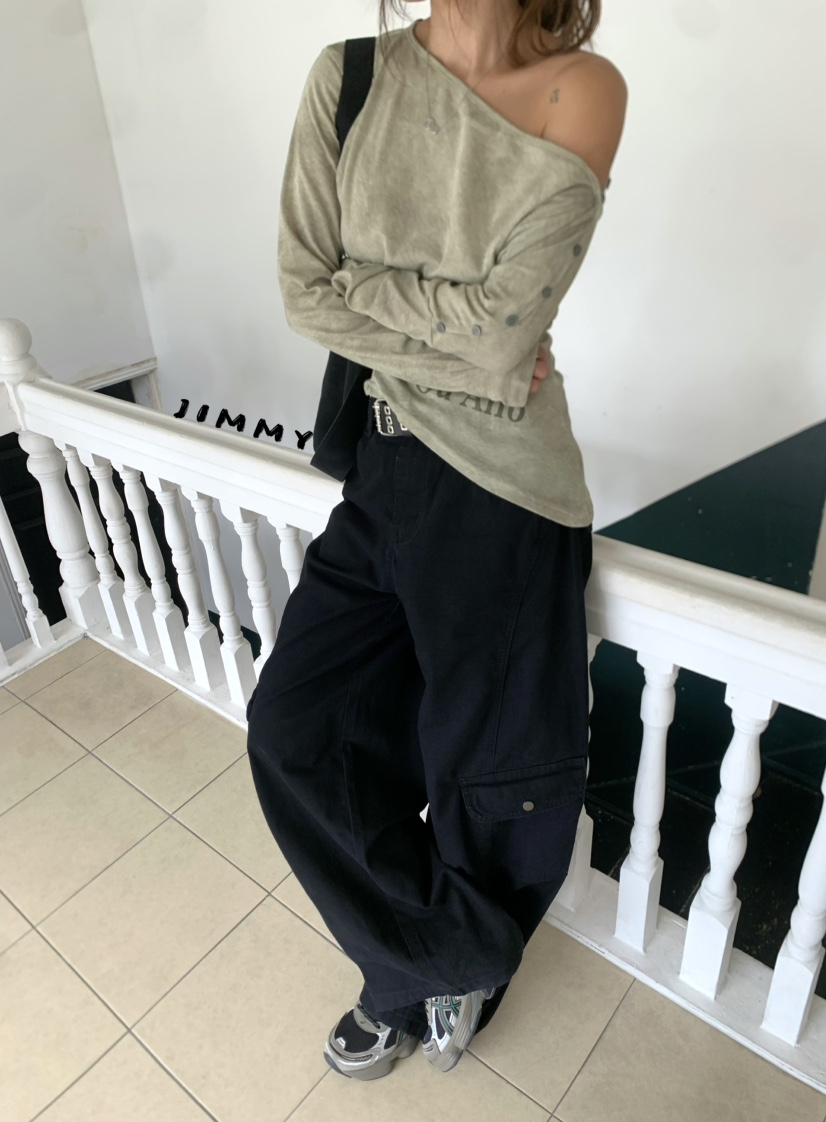 JIMMY韓國代購女士新款26夏季推薦人氣休閑真品熱賣長袖T恤JIMMY/REMAKE長袖T恤