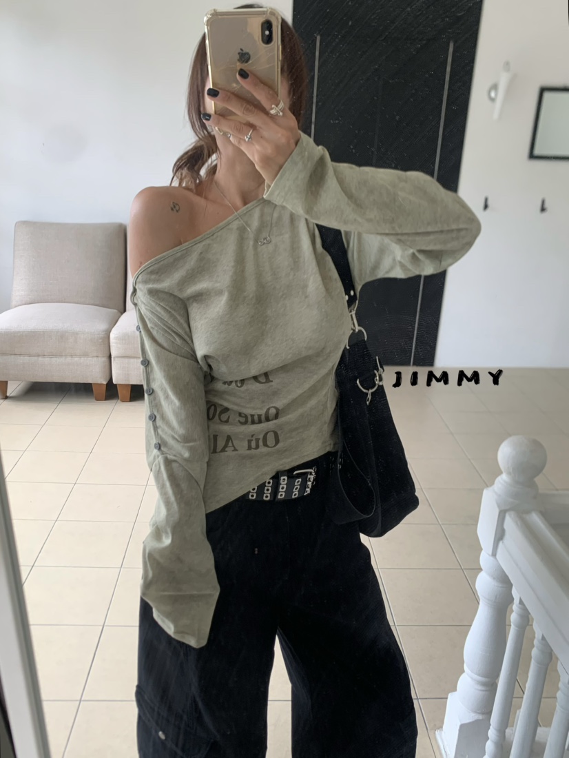 JIMMY韓國代購女士新款26夏季推薦人氣休閑真品熱賣長袖T恤JIMMY/REMAKE長袖T恤