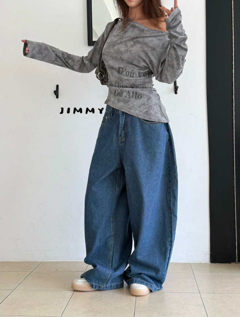 JIMMY韓國代購女士新款26夏季推薦人氣休閑真品熱賣長袖T恤JIMMY/REMAKE長袖T恤