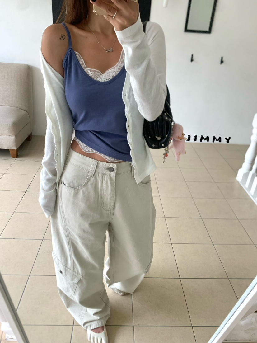 JIMMY韓國代購女士新品推薦26夏季休閑時尚吊帶背心蕾絲無袖JIMMY/REMAKE吊帶/背心
