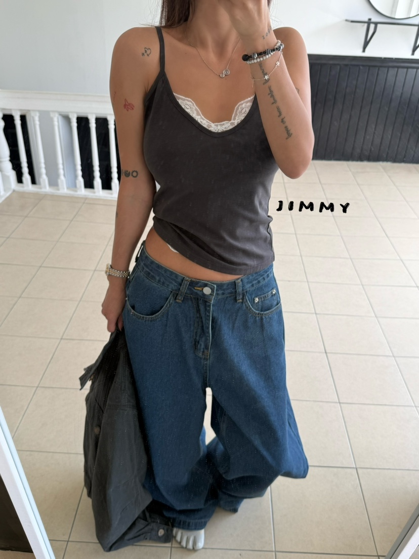 JIMMY韓國代購女士新品推薦26夏季休閑時尚吊帶背心蕾絲無袖JIMMY/REMAKE吊帶/背心圖色2