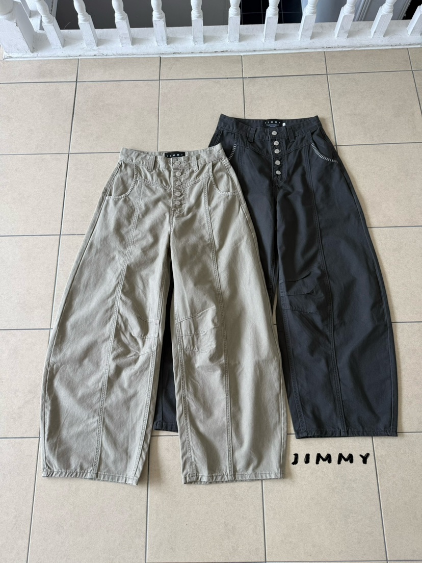 JIMMY韓國代購女士新款26夏季真品休閑人氣推薦休閑褲紐扣JIMMY/REMAKE休閑褲