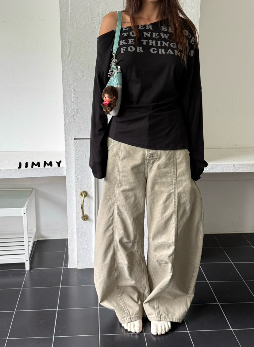 JIMMY韓國代購女士新款26夏季真品休閑人氣推薦休閑褲紐扣JIMMY/REMAKE休閑褲