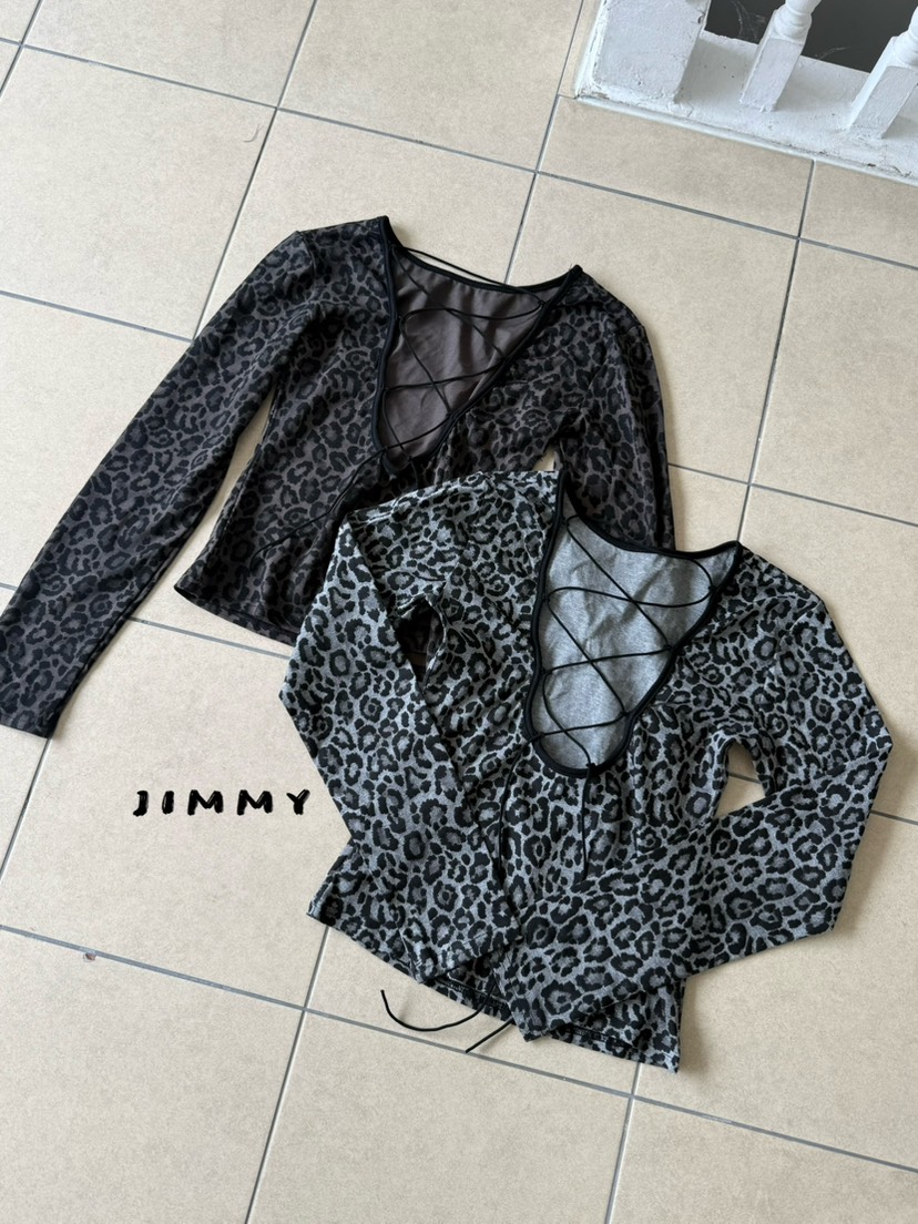 JIMMY東大門直郵女裝新品26夏季人氣時尚真品長袖T恤豹紋JIMMY/REMAKE長袖T恤