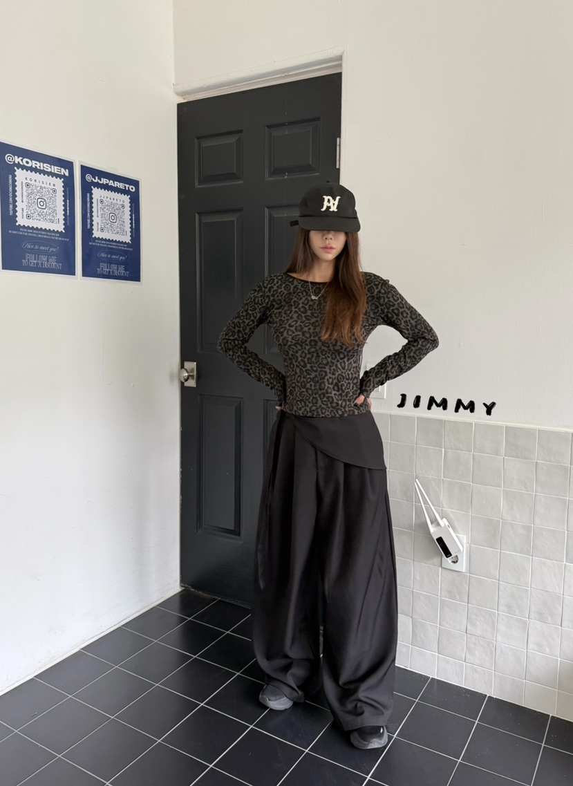 JIMMY東大門直郵女裝新品26夏季人氣時尚真品長袖T恤豹紋JIMMY/REMAKE長袖T恤