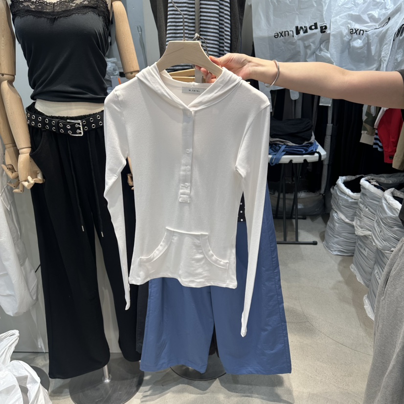 W.FATAL東大門直郵女士新品真品休閑26夏季長袖T恤連帽衫W.FATAL長袖T恤圖色3