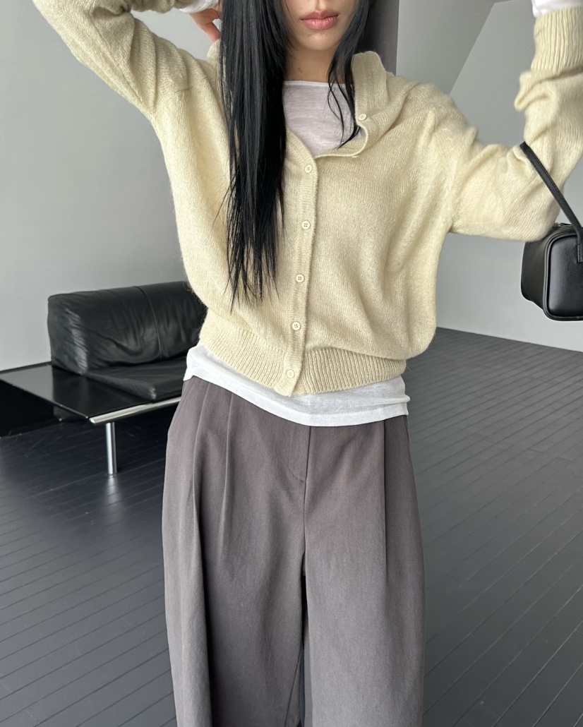 LE VASE東大門直郵女裝新款人氣26春夏針織衫馬海毛連帽LE VASE針織衫