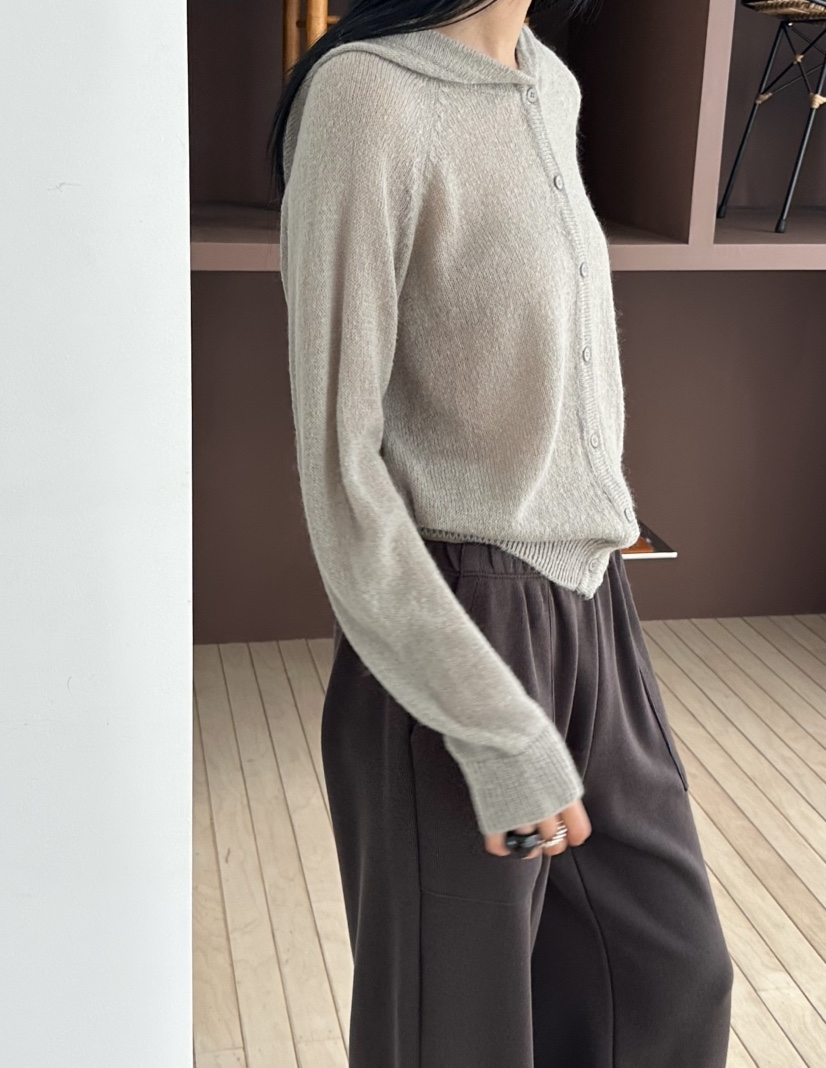 LE VASE東大門直郵女裝新款人氣26春夏針織衫馬海毛連帽LE VASE針織衫