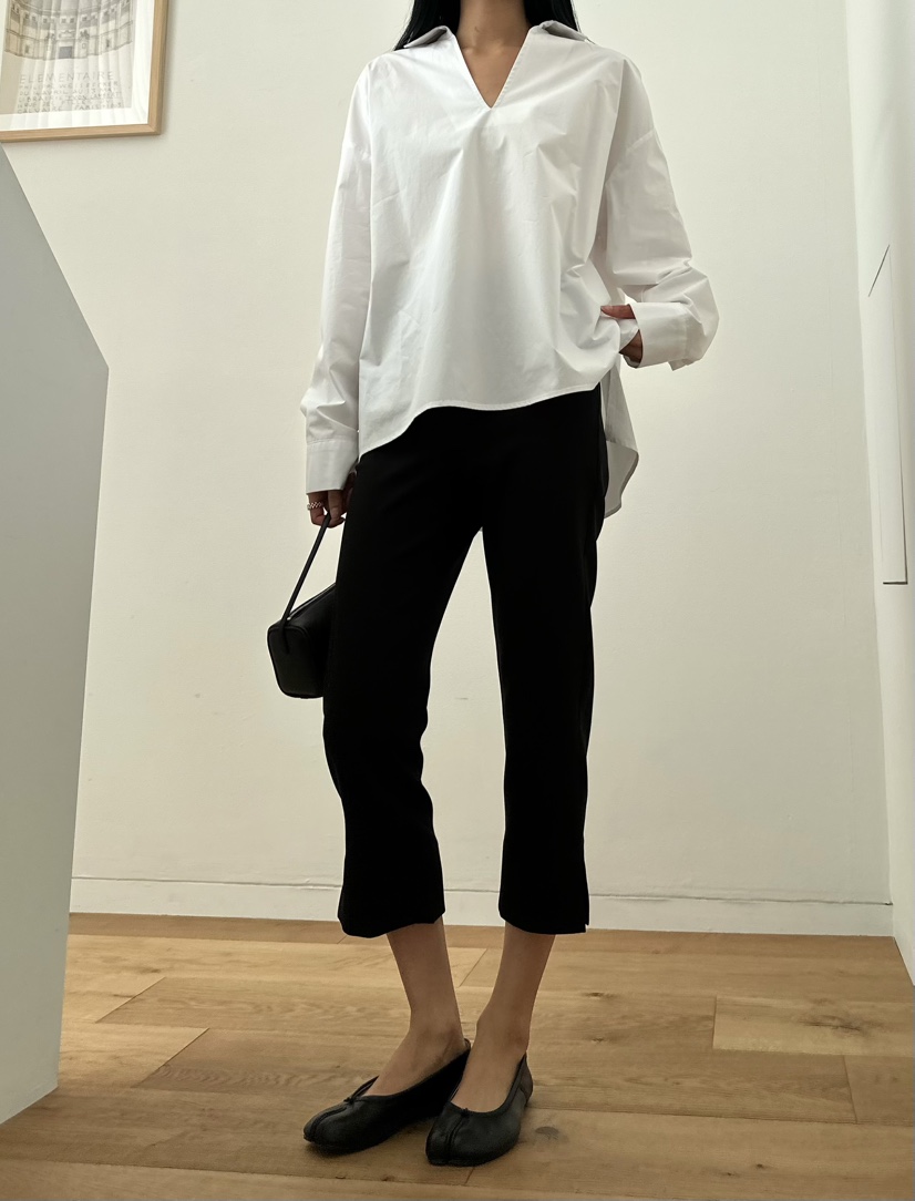 LE VASE韓國直郵女裝新品真品職業時尚襯衫蕾絲衫V領深VLE VASE襯衫/蕾絲衫