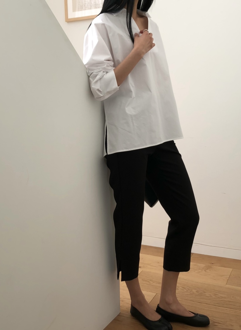 LE VASE韓國直郵女裝新品真品職業時尚襯衫蕾絲衫V領深VLE VASE襯衫/蕾絲衫