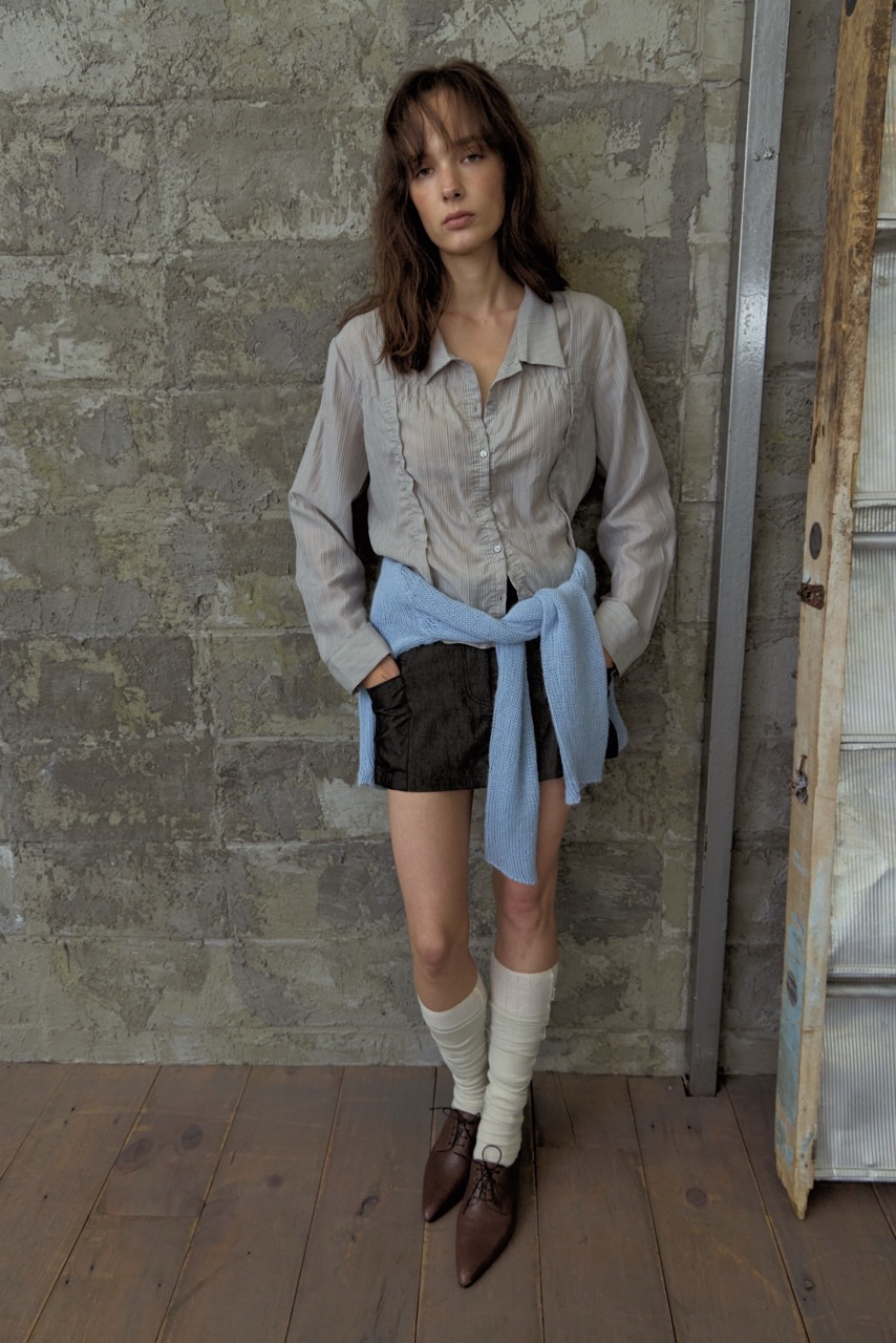 WEARABLE-L韓國直郵女士新品休閑熱賣26春夏襯衫蕾絲衫褶皺WEARABLE襯衫/蕾絲衫