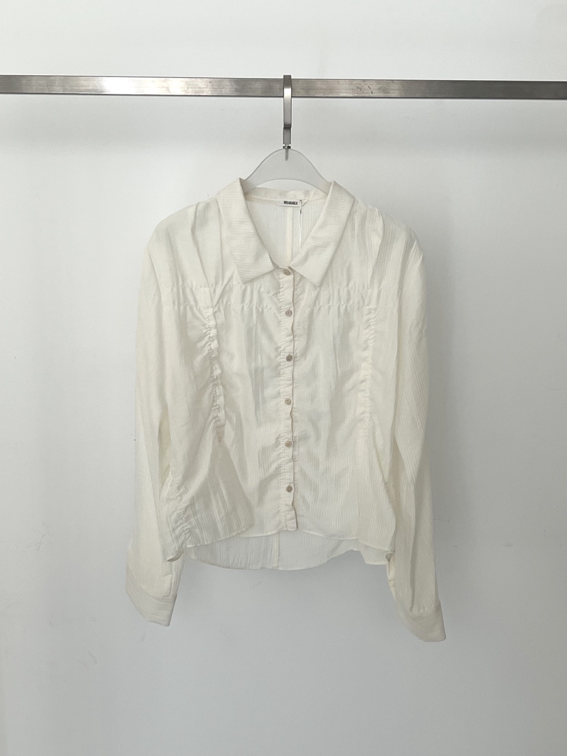 WEARABLE-L韓國直郵女士新品休閑熱賣26春夏襯衫蕾絲衫褶皺WEARABLE襯衫/蕾絲衫圖色1