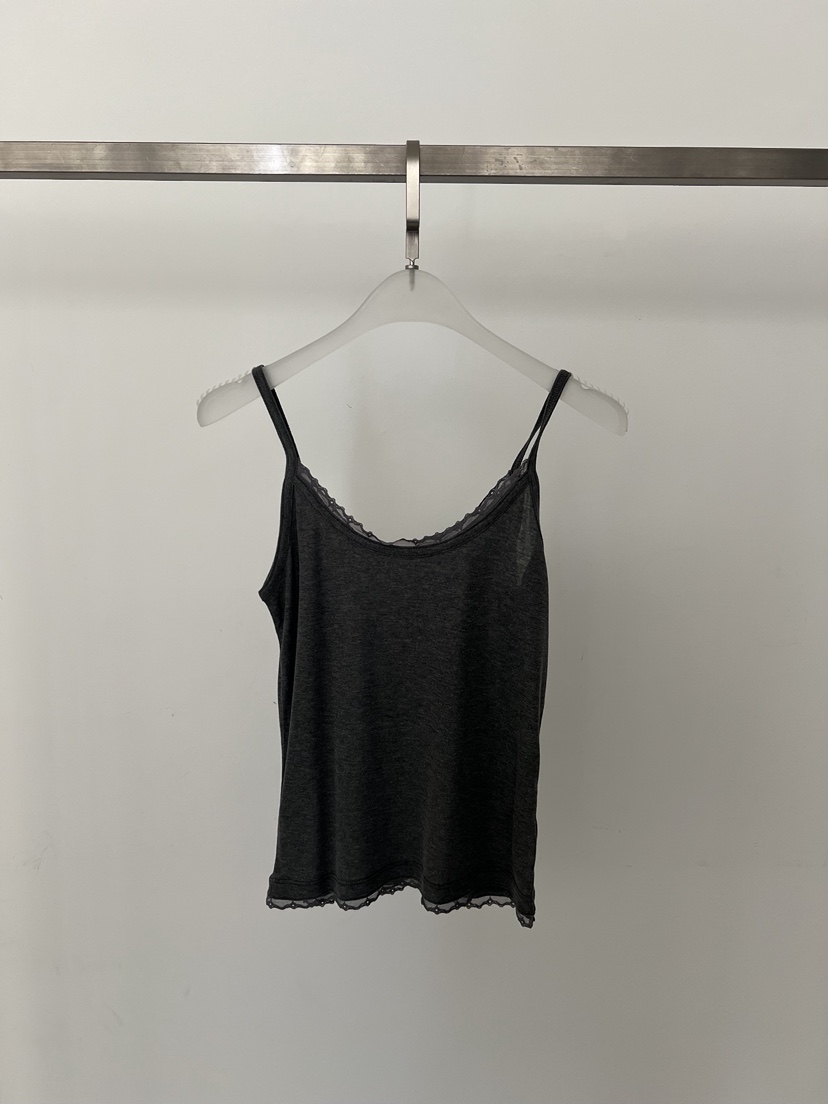 WEARABLE-L韓國直郵女士新款熱賣26春夏吊帶背心蕾絲無袖WEARABLE吊帶/背心圖色3墨色