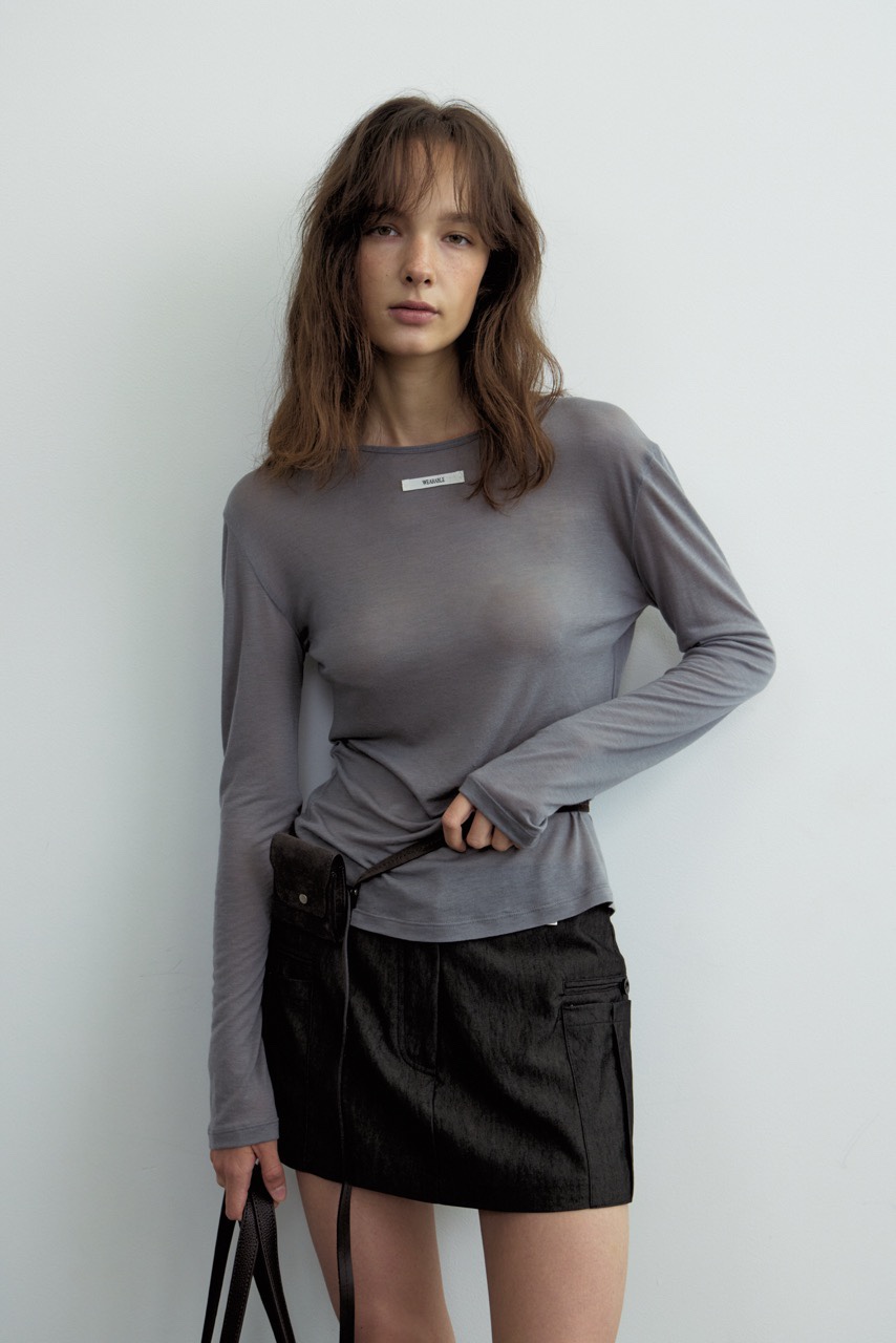 WEARABLE-L韓國直郵女裝新品真品26春夏推薦長袖T恤羊絨WEARABLE長袖T恤