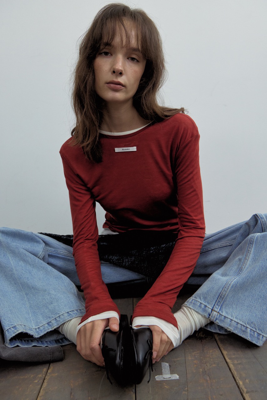 WEARABLE-L韓國直郵女裝新品真品26春夏推薦長袖T恤羊絨WEARABLE長袖T恤